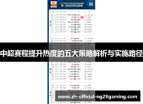 中超赛程提升热度的五大策略解析与实施路径